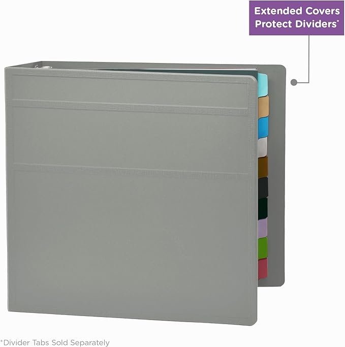 Carstens 4-Inch Heavy Duty 3-Ring Binder - Side Opening, Ash Gray, Durable Plastic, Precision No-Gap Rings, Waterproof Cover, No Pockets, Holds 600 Letter Sheets, BPA-Free, Made in USA (1842-3R)