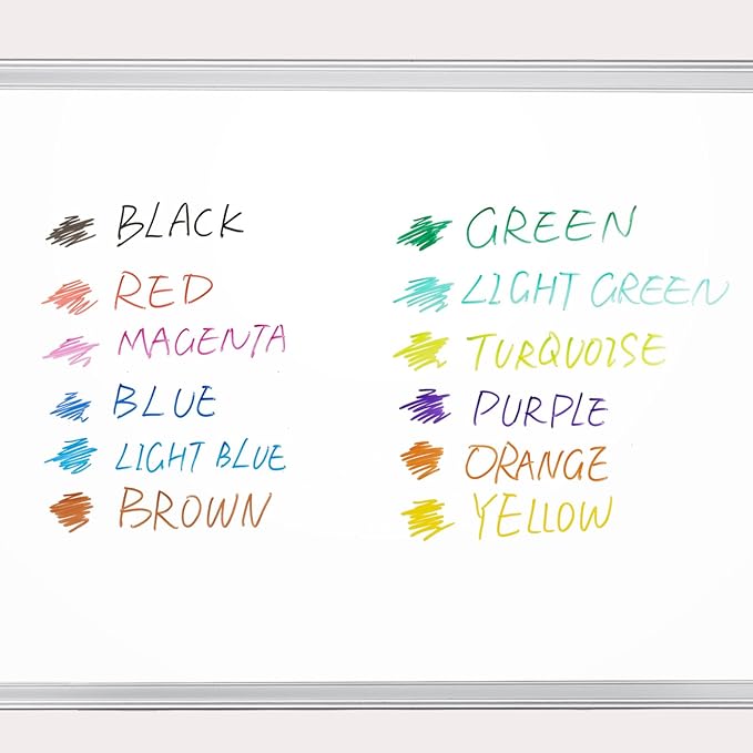 maxtek 36 Count Magnetic Dry Erase Markers, Fine Tip, 12 Colors, Low Odor Whiteboard Markers with Built-in Eraser