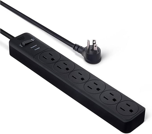 Amazon Basics Surge Protector Power Strip, 6-Outlet, 790 Joules, 6ft Extension Cord, Black