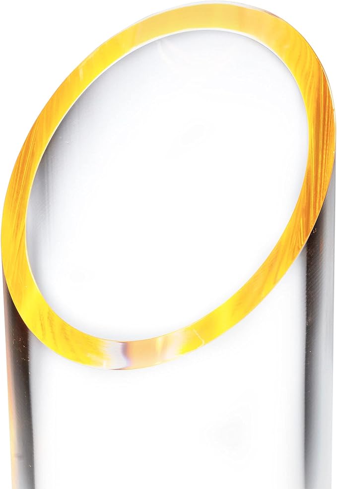 OfficeGoods Acrylic Pen & Pencil Holder - Modern Cylinder Design - Beautiful Desk Organizer for Home or Office - Contrasting Base & Rim - 5.25” H x 2.5” W - Neon Tangerine