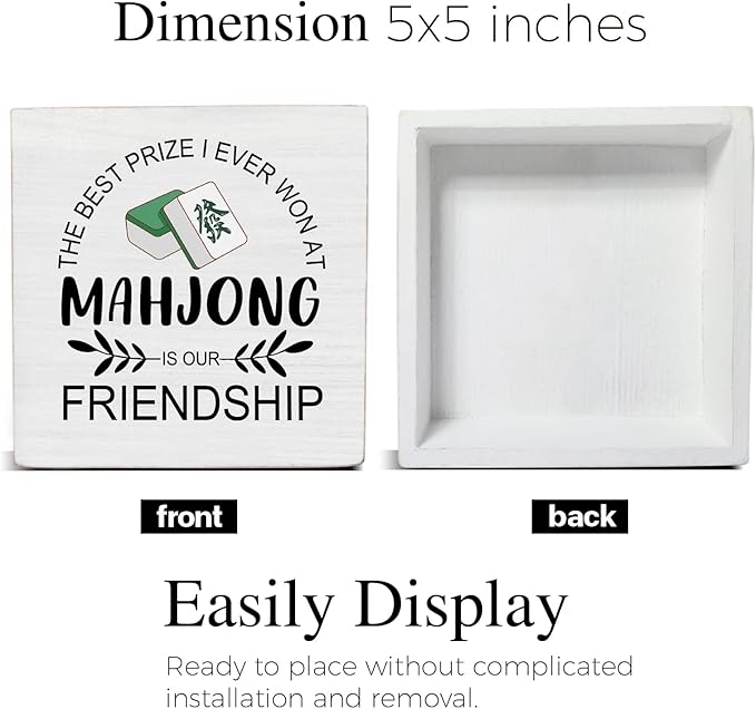 Mahjong Gifts for Players Women, Mahjong Friendship Wooden Sign, Farmhouse Home Living Room Desk Decor