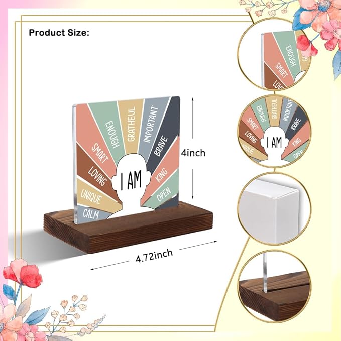 Mental Health Gifts for Therapist, Encouragement Gifts for Therapist, Positive Affirmation Gifts forTherapist, Modern Acrylic Desk Plaque with Inspirational Quotes, 10 x 10 x 1.5 cm,XXD53