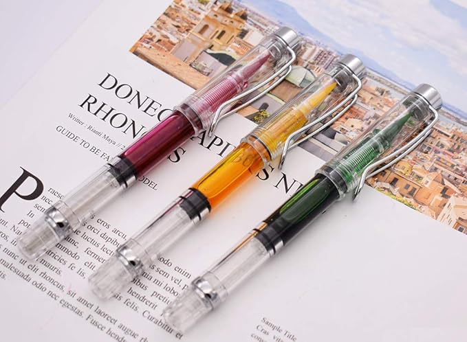 3PCS Yongsheng 3009 Piston-Filled flexible Brush Tip Fountain Pen Fine to Broad For Sketch,Drawing,Scrapbook and Calligraphy Painting