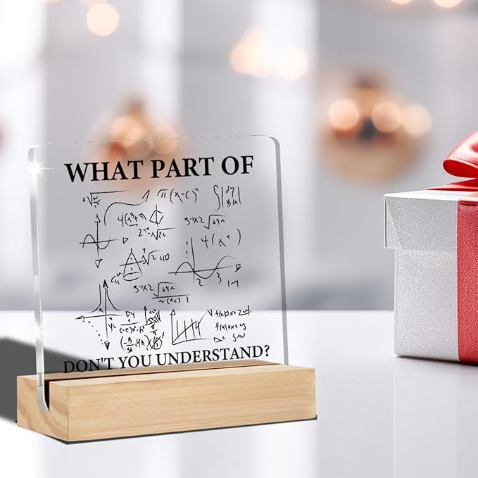 Engineer Gifts for Women Men - Funny Math Teacher and Engineering Student Desk Decorative Signs Plaques - 4 x 4 Inches Acrylic