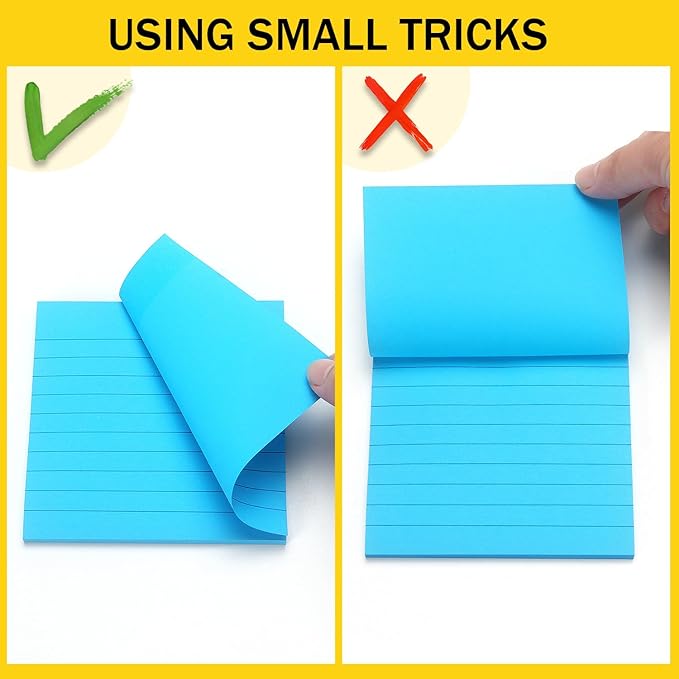 Eastern Wolf 8 Pads Lined Sticky Notes 4x4 Sticky Notes with Lines Self-Stick Note Pads 8 Bright Multi Colors, 50 Sheet/Pad