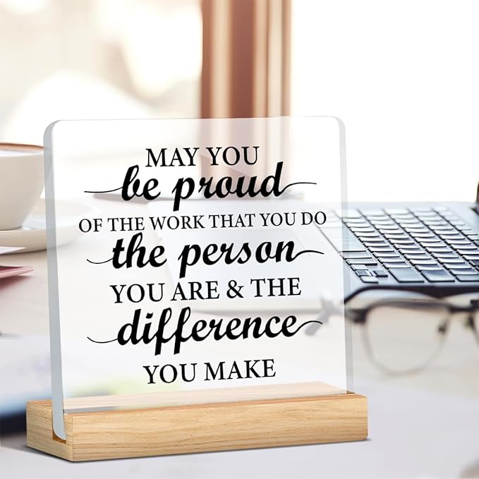 Thank You Gifts for Women Men, Appreciation Gifts for Coworkers Boss Leader Teacher Mentor Coach, New Job Gift, Coworker Acrylic Desk Sign Decor