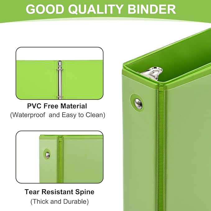 1/2 inch 3-Ring Binder, 0.5-inch Round Ring Binder with 2 Inside Pockets, Clear View Cover Binders Holds 8.5'' x 11''Paper for Office/Home/School Supply, 6 Pack (Assorted 6 Colors)