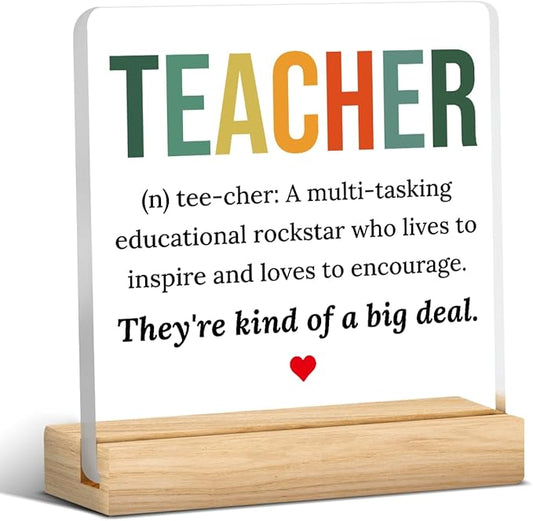 Teacher Appreciation Gifts for Women Men Teacher Birthday Thank You Gifts Ideas for Teachers Office Desk Decor for Home Acrylic Sign Christmas Gift