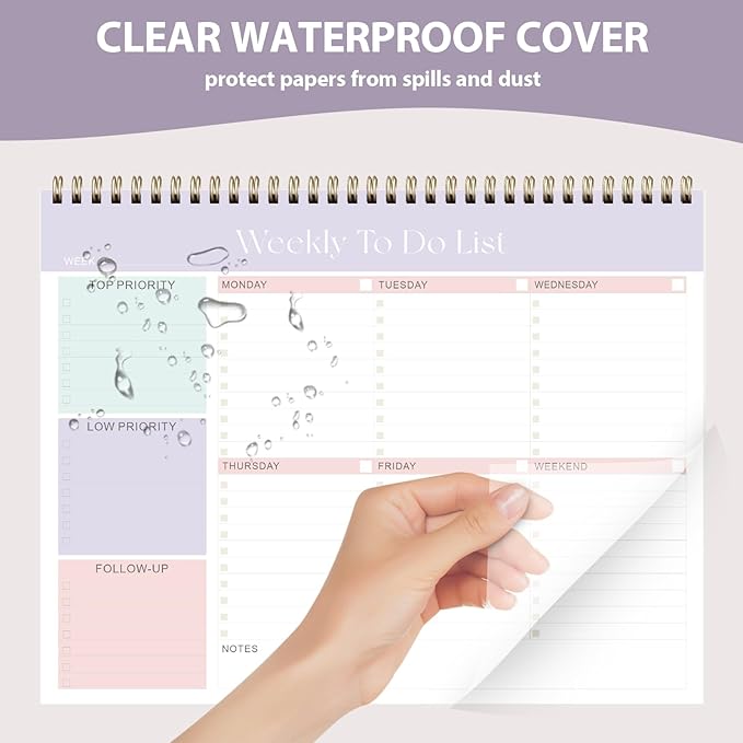 Weekly To Do List Notepad, Undated Planner with 52 Sheets (8.5''x11''), Desk Weekly Planner for Women & Man, Home School & Work