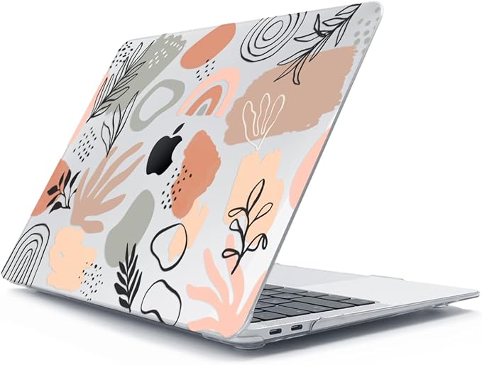 Compatible with MacBook Air 13 inch Case 2022 2021 2020-2018 Release M1 A2337 A2179 A1932 with Touch ID, Hard Print Case + Keyboard Skin + Webcam Cover + Screen Protector, Abstract Plant