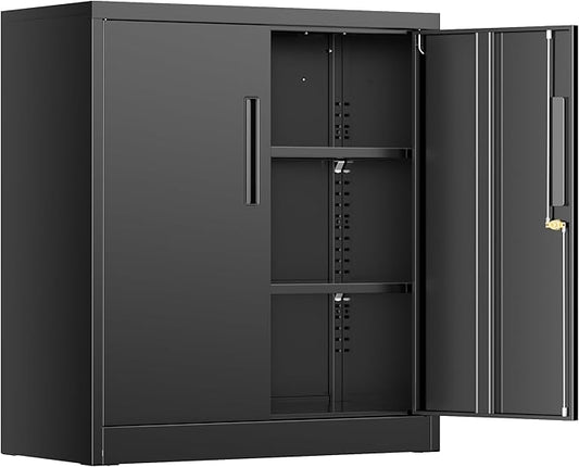 INTERGREAT 36" Metal Cabinets with Lock,Lockable Metal Cabinet Storage with Doors and Shelves for Garage,Black Locking Garage Storage Cabinets