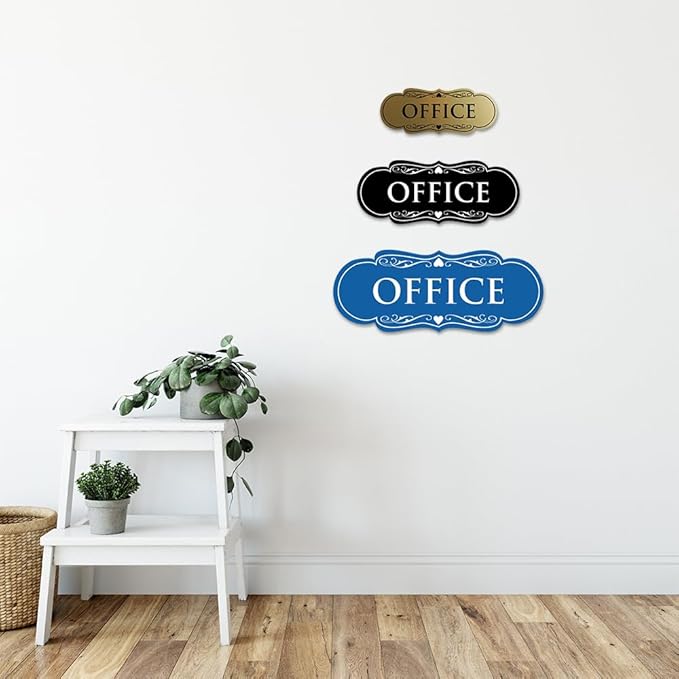 All Quality Designer Office Sign | Easy Installation - White/Red - Large (1 Pack)