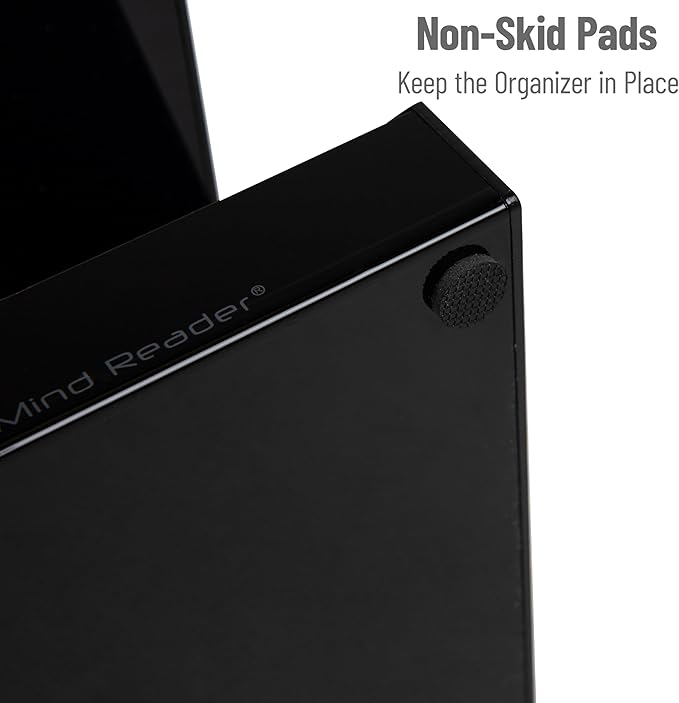 Mind Reader Coffee Tea Utensil and Condiment Station, Countertop Organizer, Coffee Bar, Kitchen, 6"L x 9"W x 16"H, Black