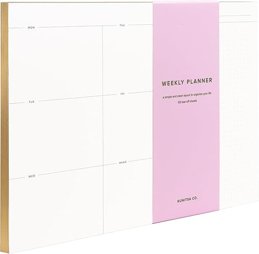 Daily and Weekly To-Do List Notepad – Desk Pad for Work and Study, Gold, 11.7x8.3 Inches