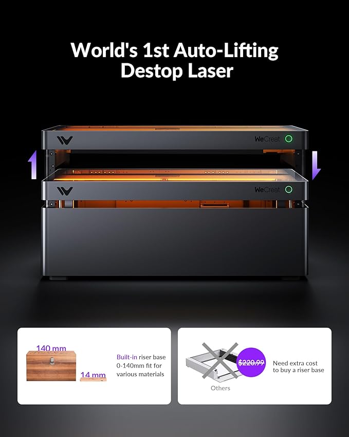 WECREAT Vision Pro 45W Laser Cutter and Engraver with Fume Extractor, HD Camera & Auto-Lifting, Laser Cutter Cuts 1” Wood, Full Enclosure Laser Engraving Machine for Wood and Metal, Acrylic, etc