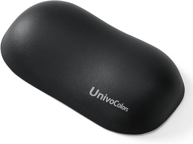 UnivoColors Design-Wave Wrist Rest, Artificial Sheepskin+Memory Foam+Ergonomic+Anti-Slip Gel, Resilience Support During Work and Gaming,Mouse Accessory,Black