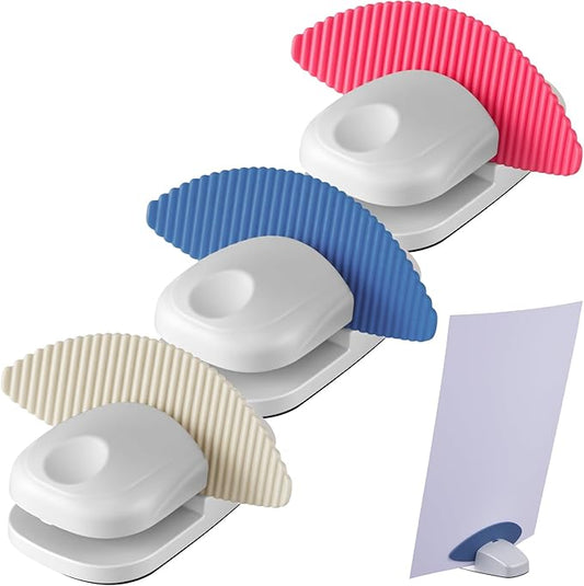 Faccito 3 Pcs Paper Holder Stand for Typing Non-Slip Mat Desktop Folder Document Holder with Anti-Slip Pads Portable Copy Stand Desktop Clamp for A4 Paper Office Reading (White,Blue,Red)