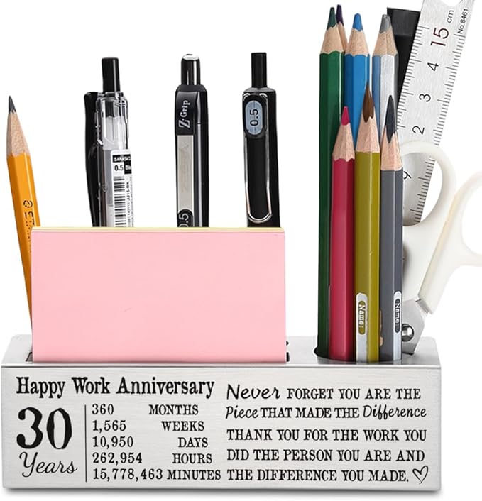 FOKCBOCM 30 year Work Anniversary Plaque gifts for Employee, Appreciation gifts for Coworkers Staff, 30 year Work Anniversary for Her Him, Happy Work Anniversary Office Pencil Holders-DS102