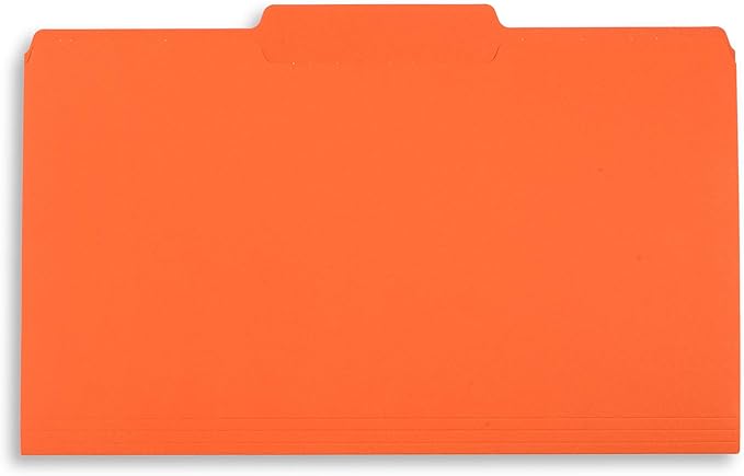 Blue Summit Supplies Orange File Folders, 1/3 Cut Tab, Legal Size, Great for Organizing and Easy File Storage, 100 Per Box