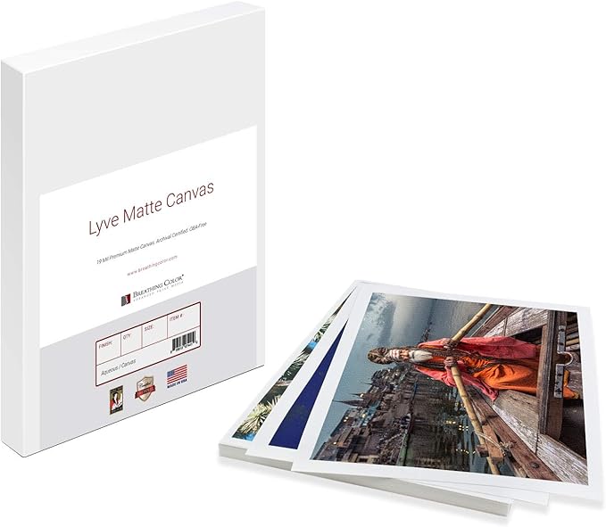 Premium Lyve Matte Canvas Sheets Professionals choice for Archival Inkjet for Use on Epson, Canon and HP printers. 13 inch x 19 inch 25 sheets