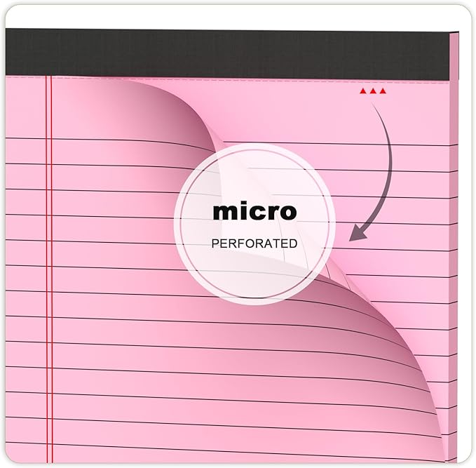 6pcs Small Note Pad 5x8 College Ruled Pink Legal Pads Paper Notepads 6 Pack Study Back Writing Pads 5 x 8 Legal Pads Perforated Narrow Ruled Pads of Paper Pink