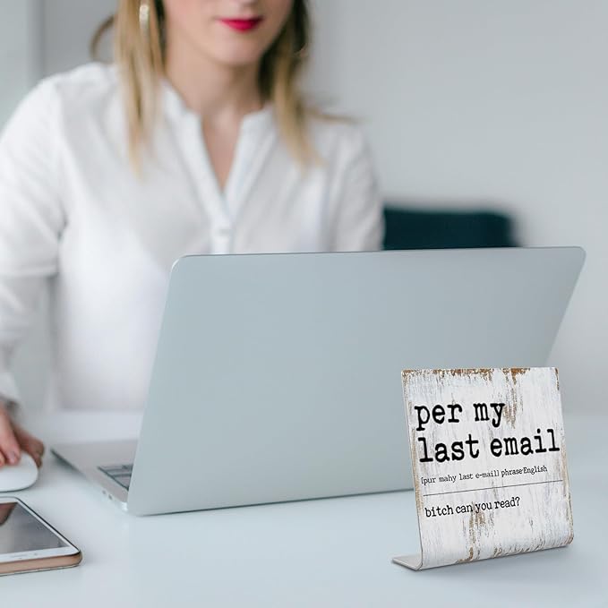 TRCENDE per my last email sign Definition Office Sign,Gifts Coworker Gifts for Women Men Home Office Decor Definition,Cute Office Tabletop Decor,Motivational Office Desk Decor XUV84