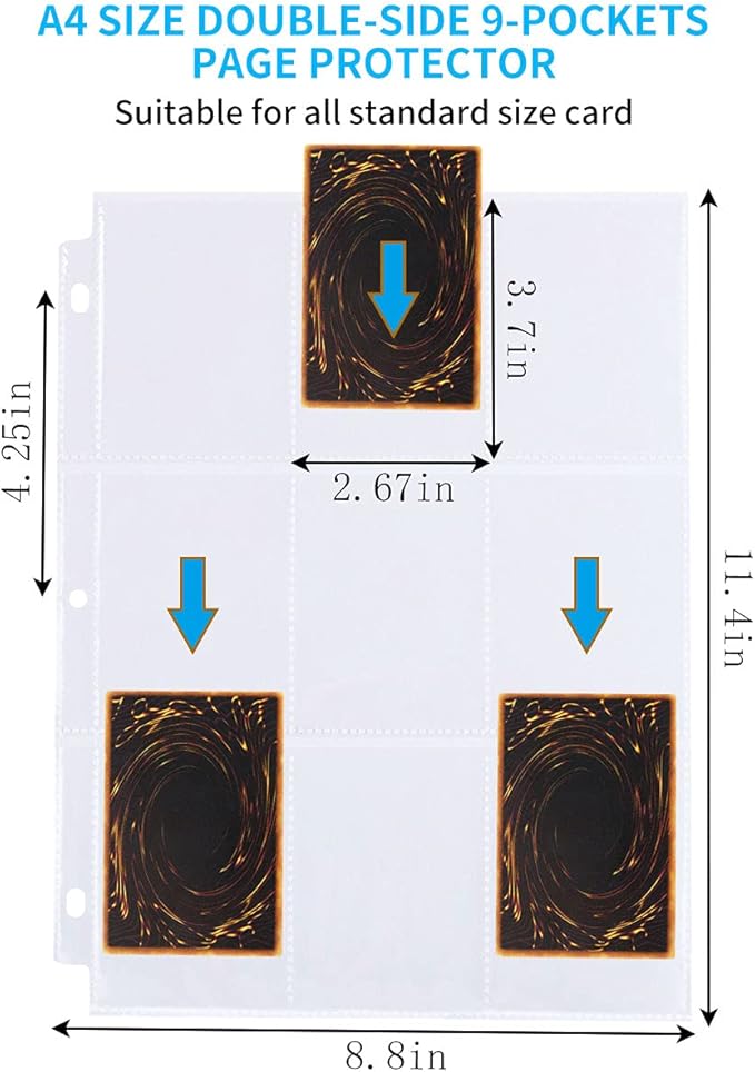 Trading Card Sleeves, JIQEZNL 1440 Pockets Premium Double Side Baseball Card Sleeves Pages for 3 Ring Binder, 9 Pocket Card Sheets Protectors for Standard Pokemon Cards, Sports, Yugioh, Business Cards