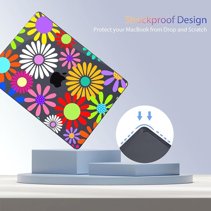 Teryeefi Case for MacBook Pro 16 inch M4/M3/M2/M1 Pro Max 2025-2021 Release (A3403/A3186/A2991/A2780/A2485), Laptop Hard Shell&Keyboard Cover&Screen Protector&Type C Adapter, Abstract Flowers A001