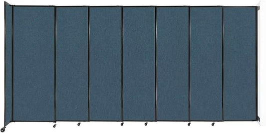 Wall-Mounted Sliding StraightWall Room Divider | Adjustable Widths | Locking Wheels | Room Separator | Up to 15'6" Wide x 7'6" Tall Caribbean Fabric Panels