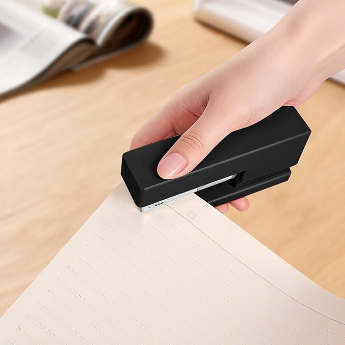 1 Desktop Stapler & 1 Tape Dispenser - 25 Sheet Capacity with 830 Staples and Staple Remover, Non-Slip for Office,School, Home & Classroom, Black(Tape not Included)