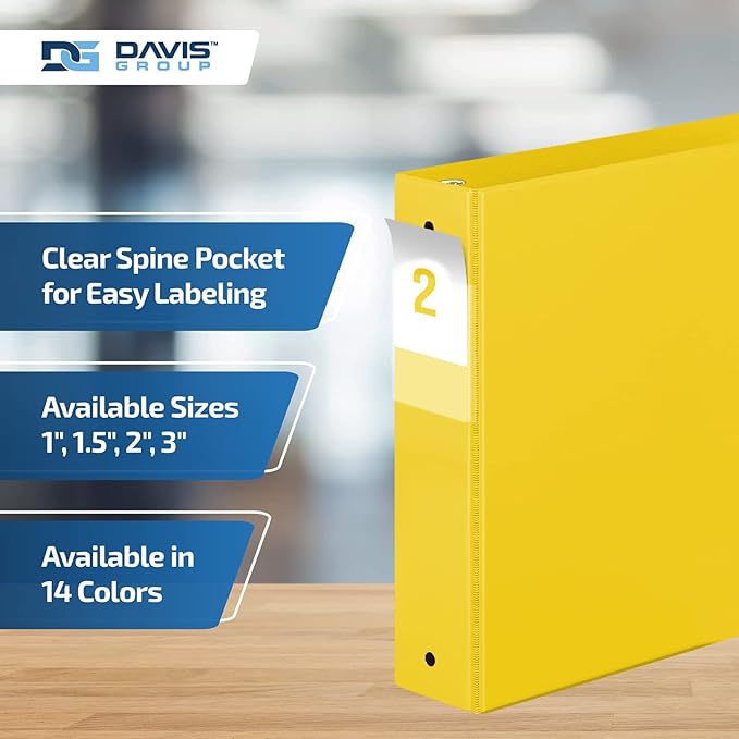 Premium Economy 6-Pack 3-Ring Binders for School or Office, Round-Ring Binders, 2 Inch, Yellow