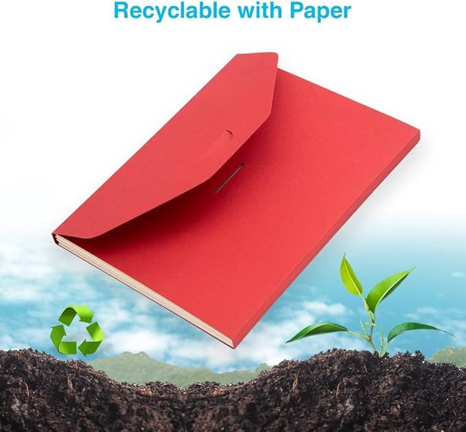 Blue Lake ECOLIFE Expandable Folders Plastic Free Accordion File Folder Organizer 6 Pocket Fiery Red