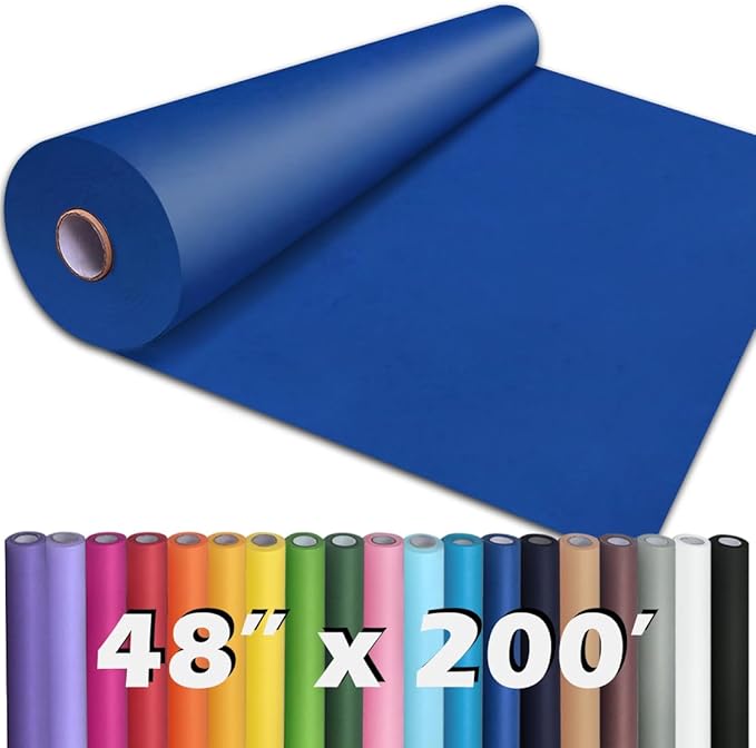 PerkHomy 48" x 2,400" (200') Blue Kraft Paper Roll for Craft Bulletin Board Paper Art Table Covering Crafting Gift Wrapping Bouquet Packing Parcel 80GSM 55LB (Blue, 48" x 200')