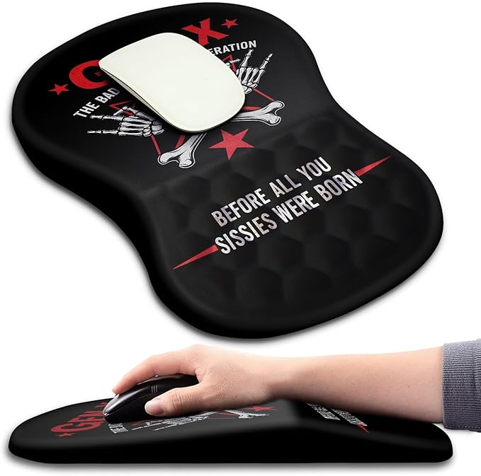 Hokafenle Ergonomic Mouse Pad Wrist Support with Massage Design, Wrist Rest Pain Relief Mousepad with Memory Foam&Non-Slip PU Base, Mouse Pads for Wireless Mouse & Desk (12x8 inch,Gen X)