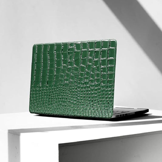 KEROM Compatible with Crocodile MacBook Pro 16 inch Case 2025-2021 M4 M3 M2 M1 Pro/Max Chip A3403 A3186 A2991 A2780 A2485, Textured Aligator Skin PU Leather Hardshell & Keyboard Cover, Emerald Green