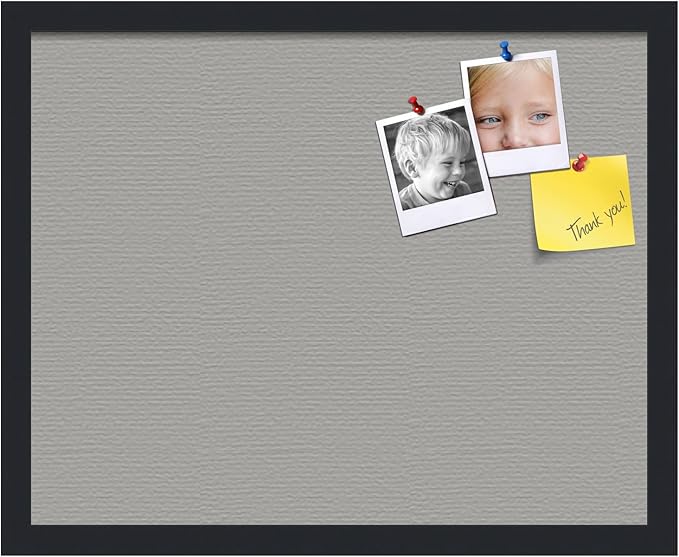 PinPix 20x16 Inch Cork Bulletin Board. This Decorative Framed Pin Board Comes with Dark Stone Design and a Satin Black Frame. Ideal for Home Office Decor or Message Board (PinPix-1808)
