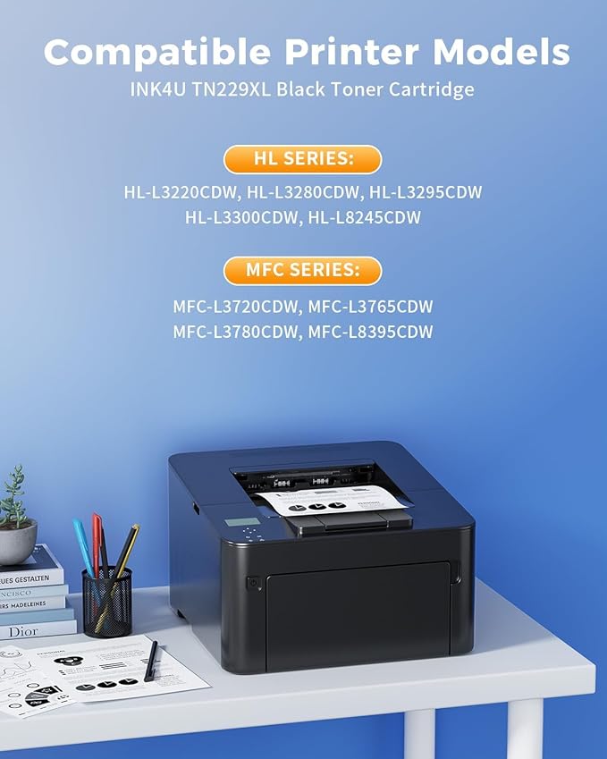 TN229XL Black Toner Cartridges, Compatible Replacement for Brother TN229XL TN229 Black TN229XLBK TN229BK to Use with MFC-L3780CDW HL-L3280CDW MFC-L3720CDW HL-L3220CDW HL-L3300CDW Printer (2 Pack)