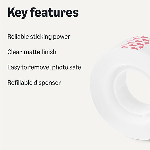 Amazon Basics Matte Finish Tape, Invisible Tape, 3/4" x 1000"(27.78 Yards), 12-Pack, Transparent