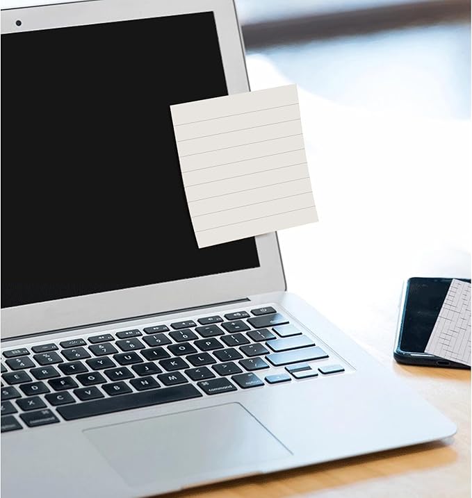 NatureTouch Sticky Notes 6 Packs, 3 x 3 Inches Adhesive Self-Stick Notes in Eye Protection Paper, Multiple Designs of Memo Pads for Reminders, Office, Home, School, Meeting, 80 Sheets/Pad，White，Line