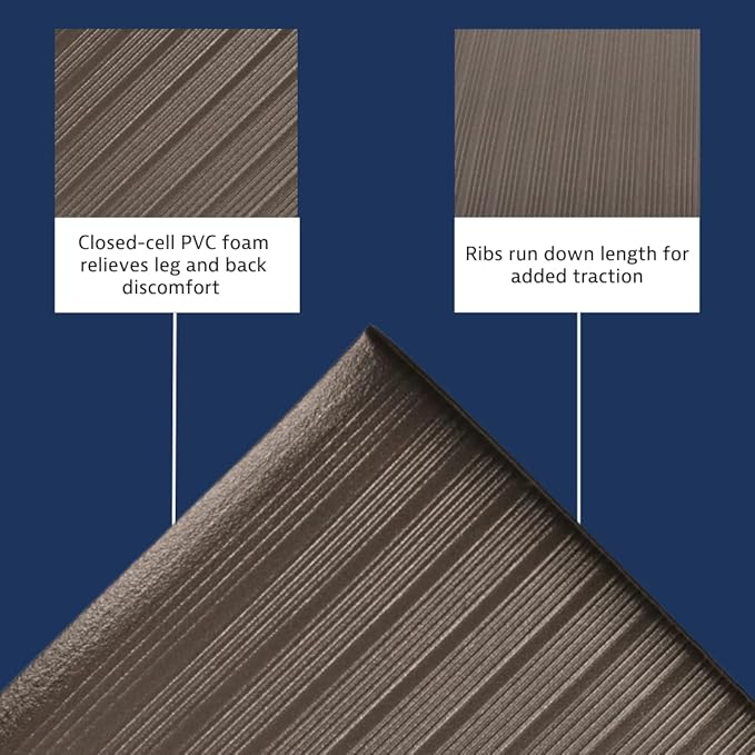 Notrax 410 Airug® 4' x 60' x 3/8" Anti Fatigue Mat, Enhanced Slip Resistance with Beveled Edges and Ribbed Surface, Ideal for Industrial and Commercial Workplaces, Black, 410R0348BL