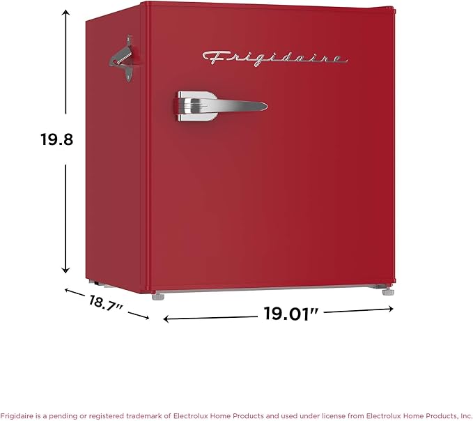 Frigidaire EFR176-RED 1.6 cu. ft. Retro Bar Fridge with Side Bottle Opener, Red