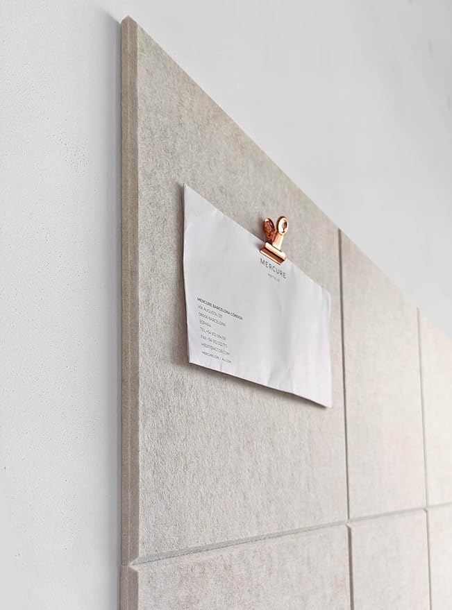 Large Cork Board Alternative - 12-Pack Felt Wall Tiles with Safe Removable Adhesive Tabs, Cork Wall Tiles Bulletin Board Home Office Essentials - Ivory