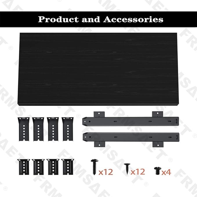 FRMSAET Furniture Accessories Office Product Suits Hardware 20/24/30 inches Keyboard Drawer Tray Wood Holder Under Desk Adjustable Height Platform. (24 inches, Black)