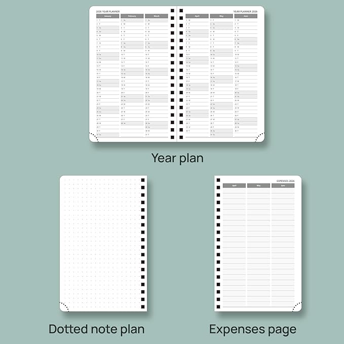 POPRUN Pocket Planner 2025-2026 (Purse Size 4'' x 6.25'') Academic Small Calendar (July 2025 - June 2026) with Hourly Time Slots, 100GSM Thick Papers, Spiral Leather Cover - Night Sky Blue