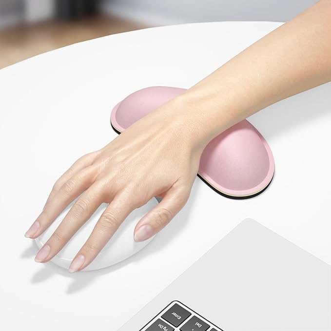 Dapesuom Mouse Wrist Rest, Cute Ergonomic Memory Foam Mouse Wrist for Computer Desk Mats Support, Hand Rest Pad Cushion for Gaming, Office, Laptop, Men, Women, Pain Relief & Easy Typing, Pink