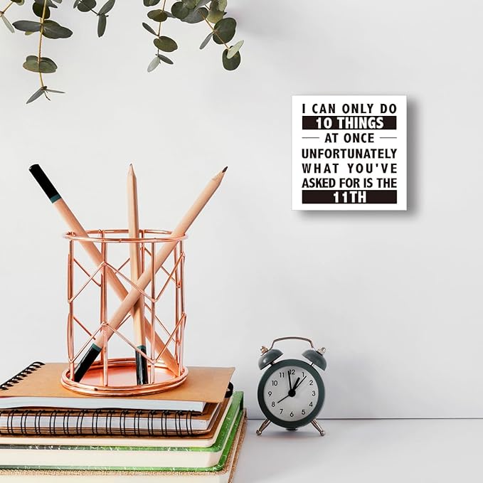 ‌WUZYOU Inspirational Wood Box Sign - "I Can Only Do 10 Thing" Wooden Block Sign, 5x5x1 Inch Self-Acceptance Desk Decor for Daily Motivation