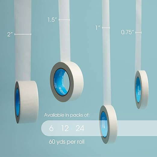 Spartan Industrial - 0.75" X 60 yd Masking Tape for Painting, Drafting, Labeling, and More - 24 Beige Tape Rolls, 5.5 Mil
