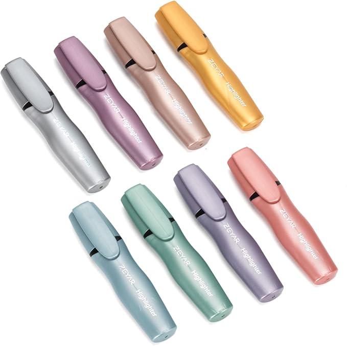 ZEYAR Aesthetic Highlighter Pen, Mystic Gems Colors, Chisel Tip Marker Pen, Water Based, No Bleed Dry Fast Easy to Hold, for Study Notes School Office (8 Mystic Colors)
