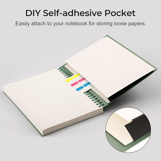 AHGXG Spiral Notebook College Ruled - Spiral Journal Perforated Notebook A4 8.5" x 11", 300 Pages Easy Tear Perforated Pages, 100GSM Thick Paper, Plastic Hardcover, for Writing Work School, Green