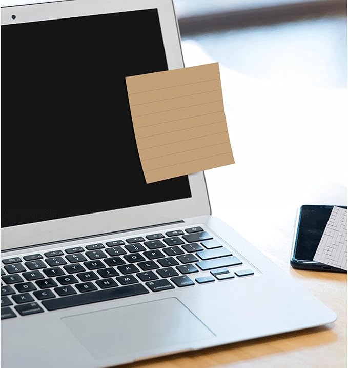 NatureTouch Sticky Notes 6 Packs, 3 x 3 Inches Adhesive Self-Stick Notes in Eye Protection Paper, Multiple Designs of Memo Pads for Reminders, Office, Home, School, Meeting, 80 Sheets/Pad，Kraft，Line